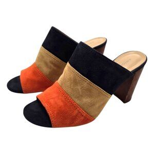 Antonio Melani Hall Tri Colored Suede Open Toe Heels Sz 7.5M